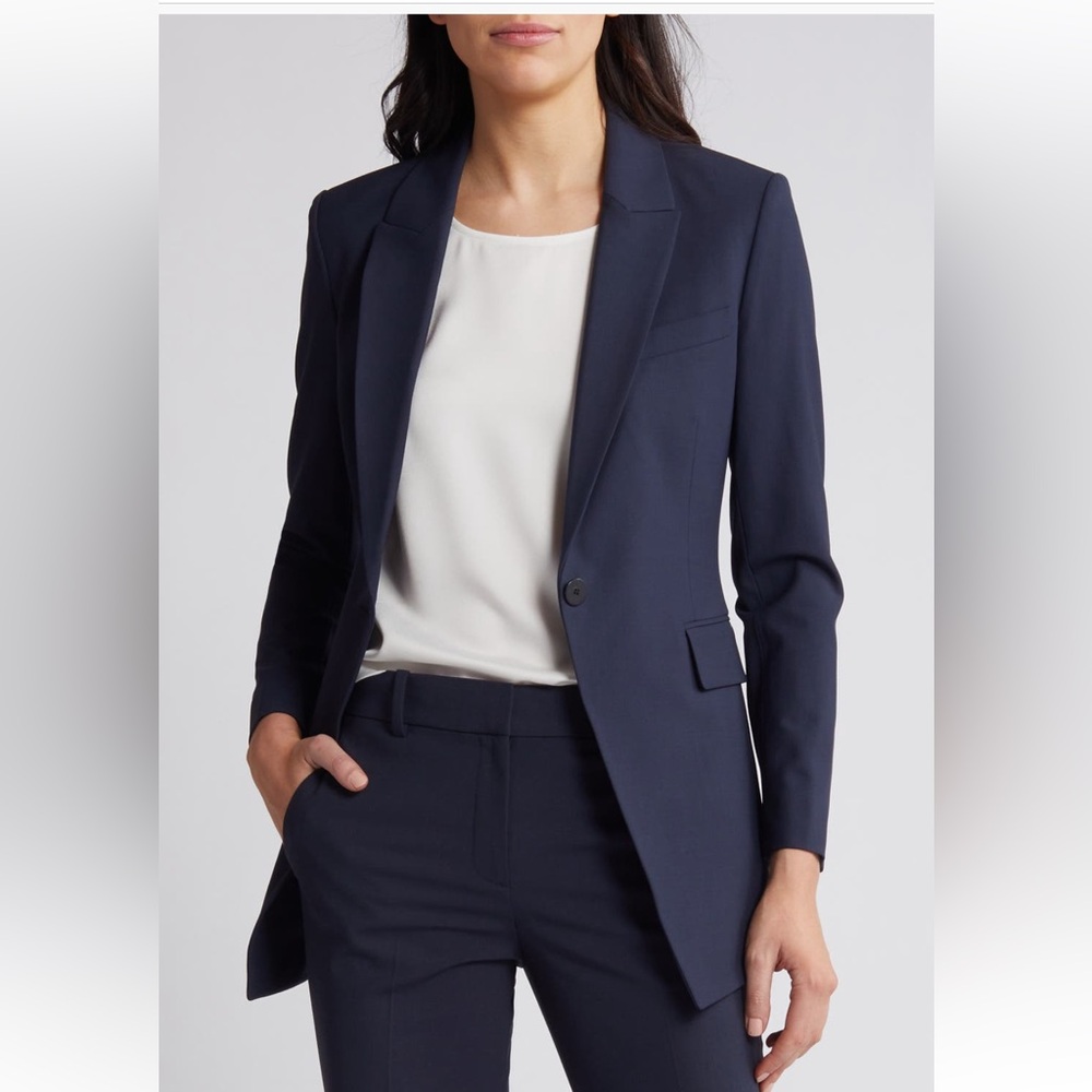 THEORY Etiennette Blazer in Good Wool | Nocturnal Navy | Size 4